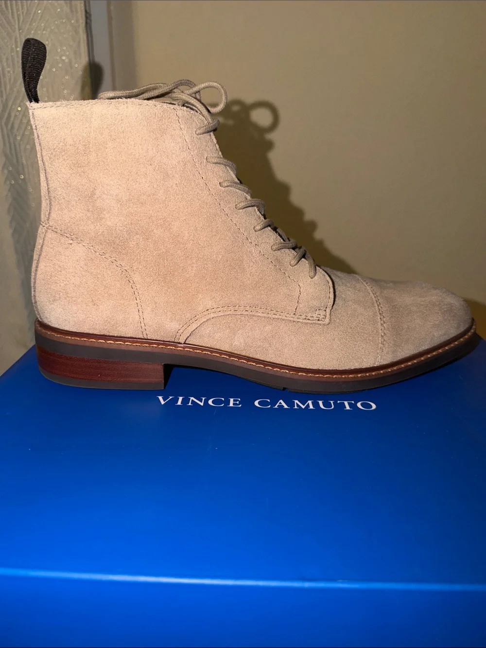 Vince Camuto Men's Taupe Suede Lace-Up Chukka Boots